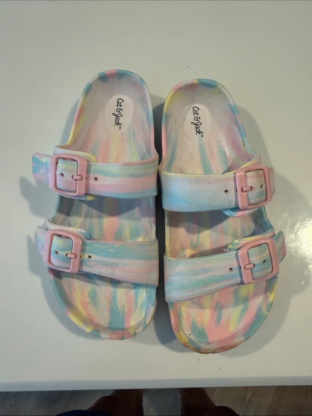Cat & Jack Pastel Tie-Dye Kids Slide Sandals - Pink/Blue